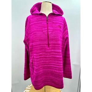 The North Face Pink Marbled Fleece 1/2 Zip Hoodie Women's XL Barbie core cozy